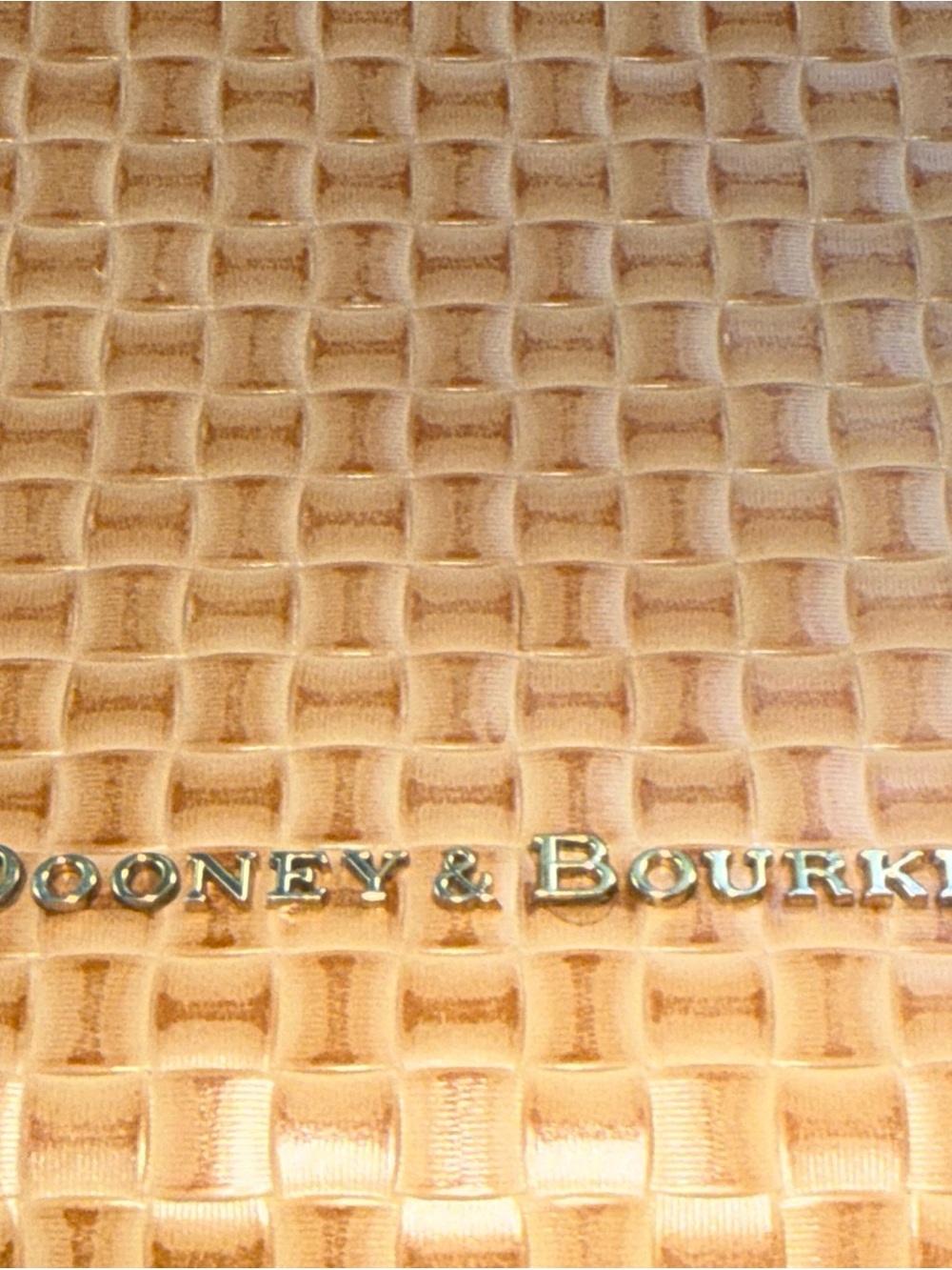 Dooney & Bourke Tan Woven Tote with Dark Brown Trim - Picture 2 of 16